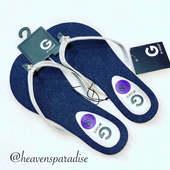 G by Guess Shoes - G by Guess Flip Flop Thong  Blue Signature Denim